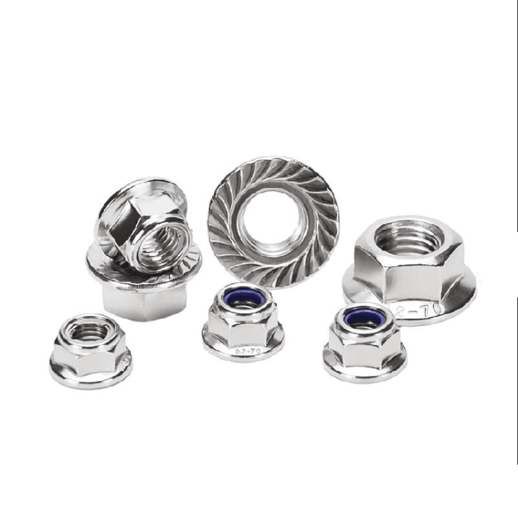 Porcas de Flange Serrilhadas em Aço Inoxidável DIN 6923 | Porcas de Travamento Antiderrapantes SS304 e SS316