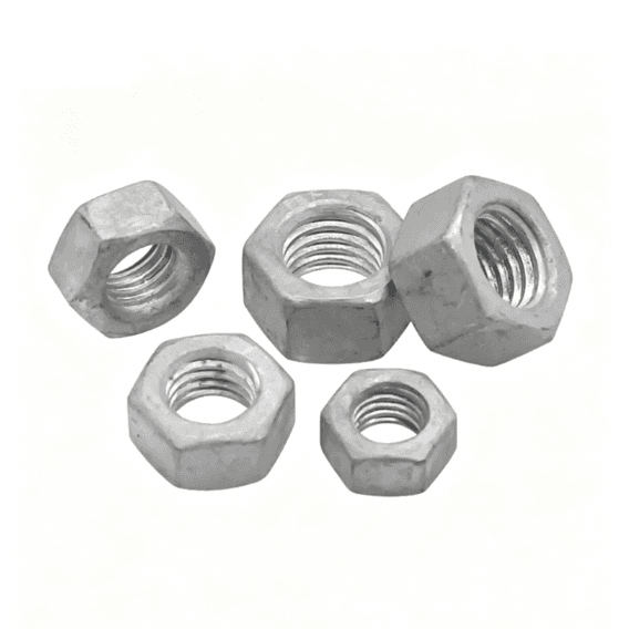 Porcas Hexagonais Pesadas HDG de Alta Resistência (ASTM A194 2H / A563) – Roscas Sobredimensionadas de Precisão para Juntas Estruturais