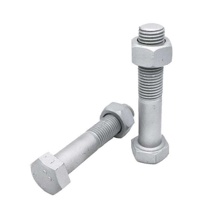 Hot Dip Galvanized Hex Bolt and Nut, High Strength Steel Fasteners Hot Dip Galvanized Hex Bolt and Nut, High Strength Steel Fasteners