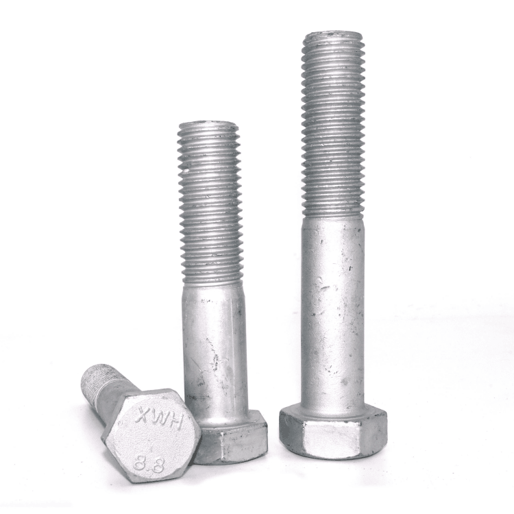 Perno y Tuerca Hexagonal Galvanizados en Caliente, Alta Resistencia Grado 8.8 Perno y Tuerca Hexagonal Galvanizados en Caliente, Alta Resistencia Grado 8.8