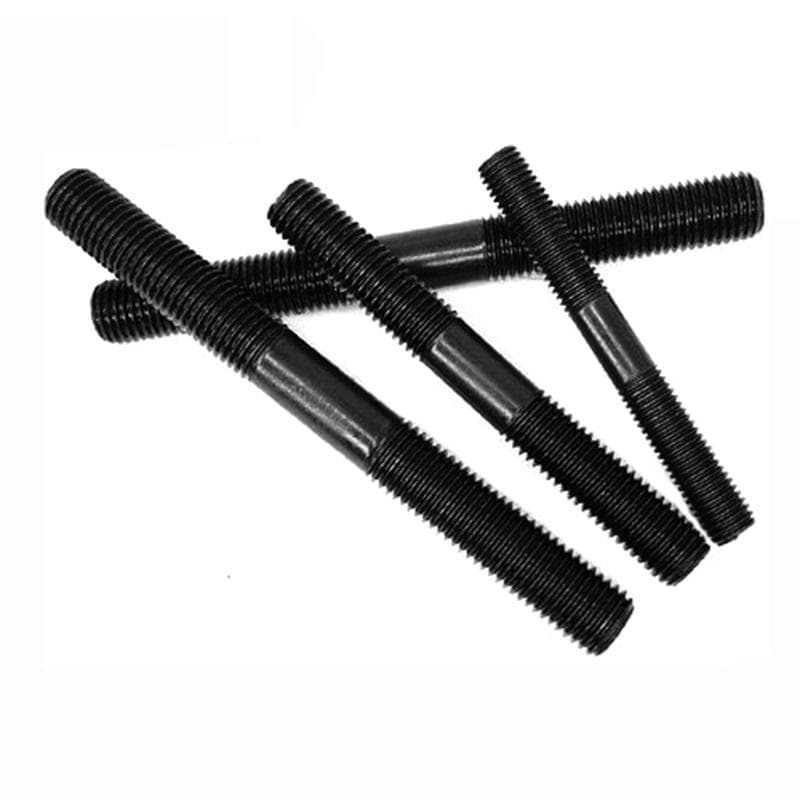 Perno de Espárrago Doble DIN938 con Óxido Negro, Espárrago Roscado de Acero al Carbono y Acero Inoxidable para Fijación Industrial y de Construcción