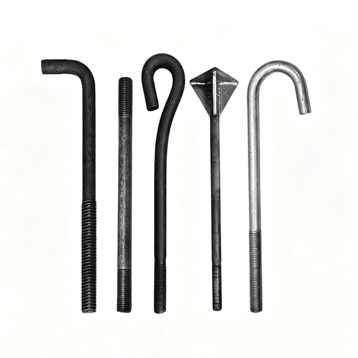 Carbon Steel L Type Anchor Bolts 7 Shape Foundation Bolts DIN Grade 4.8 8.8 10.9 12.9